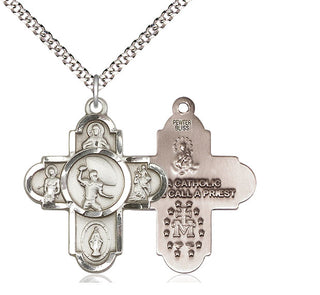 Pewter 5-Way Football Medal Catholic Jewelry