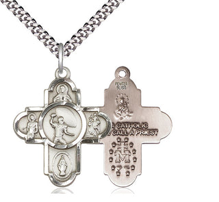 Pewter 5-Way Football Medal Catholic Jewelry