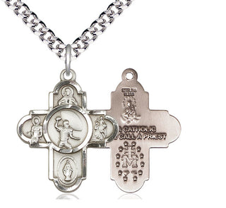 Sterling Silver 5-Way Football Medal Catholic Jewelry