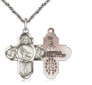 Sterling Silver 5-Way Football Medal Catholic Jewelry