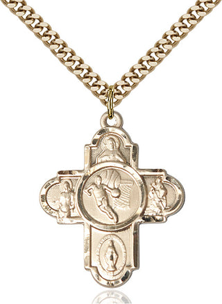 14kt Gold Filled 5-Way Basketball Medal Catholic Jewelry