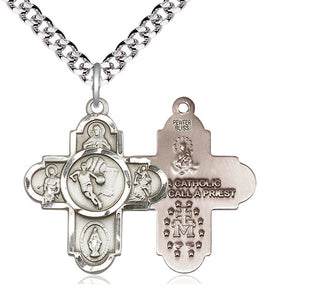 Pewter 5-Way Basketball Medal Catholic Jewelry