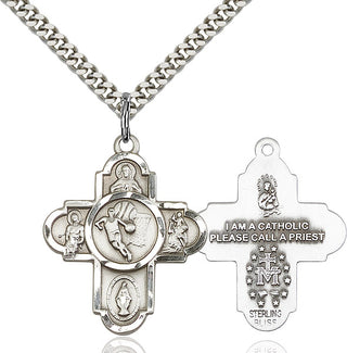 Sterling Silver 5-Way Basketball Medal Catholic Jewelry