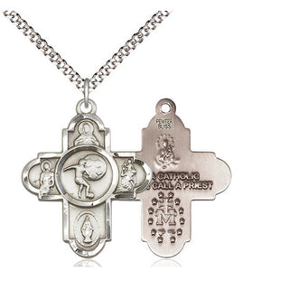 Pewter 5-Way Soccer Medal Catholic Jewelry