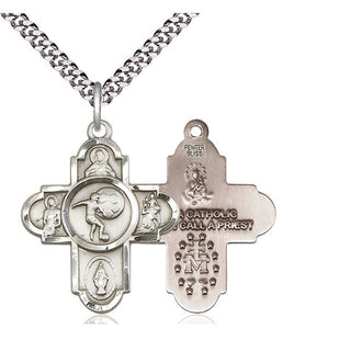 Pewter 5-Way Soccer Medal Catholic Jewelry
