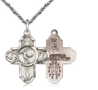 Sterling Silver 5-Way Soccer Medal Catholic Jewelry