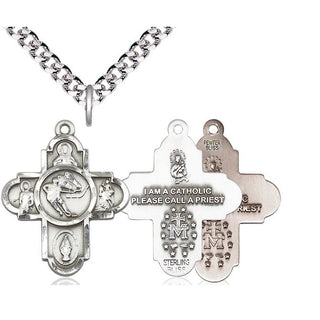 Pewter 5-Way Ice Hockey Medal Catholic Jewelry