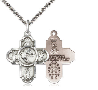 Sterling Silver 5-Way Ice Hockey Medal Catholic Jewelry