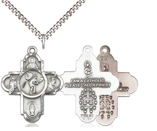 Pewter 5-Way Tennis Medal Catholic Jewelry
