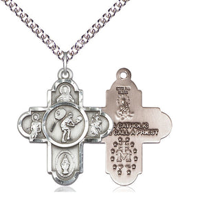 Sterling Silver 5-Way Tennis Medal Catholic Jewelry