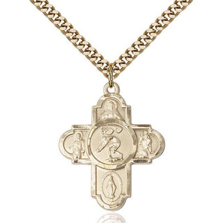 14kt Gold Filled 5-Way Swimming Medal Catholic Jewelry