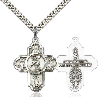 Pewter 5-Way Swimming Medal Catholic Jewelry