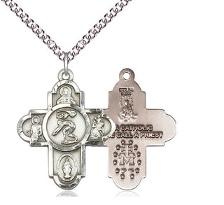 Sterling Silver 5-Way Swimming Medal Catholic Jewelry