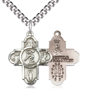 Sterling Silver 5-Way Swimming Medal Catholic Jewelry