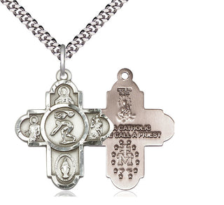 Sterling Silver 5-Way Swimming Medal Catholic Jewelry
