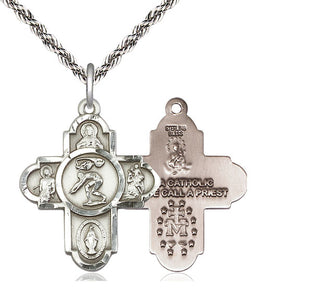 Sterling Silver 5-Way Swimming Medal Catholic Jewelry