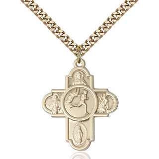 14kt Gold Filled 5-Way Track&Field Medal Catholic Jewelry