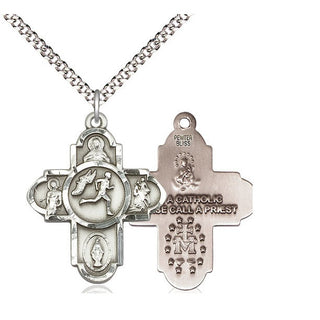 Pewter 5-Way Track&Field Medal Catholic Jewelry