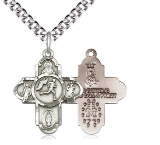 Sterling Silver 5-Way Track&Field Medal Catholic Jewelry