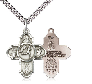 Sterling Silver 5-Way Track&Field Medal Catholic Jewelry