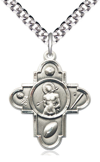 Sterling Silver 5-Way St Sebastian Medal Catholic Jewelry