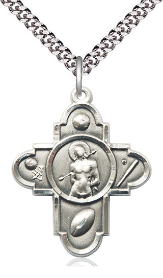 Sterling Silver 5-Way St Sebastian Medal Catholic Jewelry