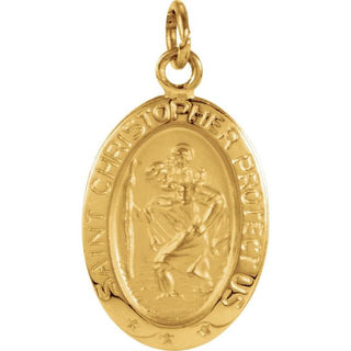 14K Yellow 15x11 mm Oval Saint Christopher Medal