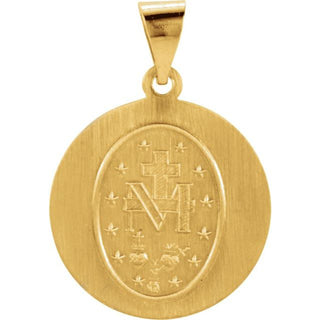 14K Yellow 18 mm Hollow Round Miraculous Medal