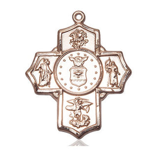 14kt Gold Filled 5-Way Air Force Medal Engraved Catholic Saint Jewelry