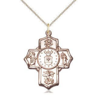 14kt Gold Filled 5-Way Air Force Medal Catholic Jewelry Engraved Catholic Saint Jewelry