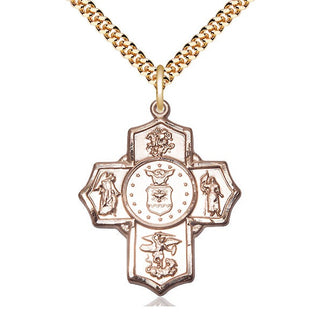 14kt Gold Filled 5-Way Air Force Medal Catholic Jewelry Engraved Catholic Saint Jewelry