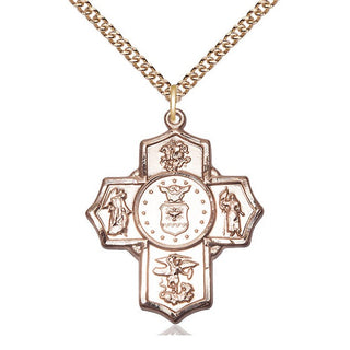 14kt Gold Filled 5-Way Air Force Medal Catholic Jewelry Engraved Catholic Saint Jewelry