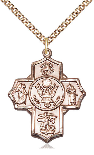 14kt Gold Filled 5-Way Army Medal Catholic Jewelry Engraved Catholic Saint Jewelry