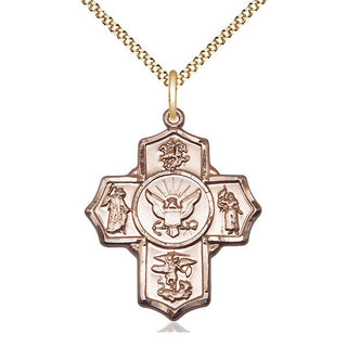 14kt Gold Filled 5-Way Navy Medal Catholic Jewelry Engraved Catholic Saint Jewelry