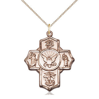 14kt Gold Filled 5-Way Navy Medal Catholic Jewelry Engraved Catholic Saint Jewelry