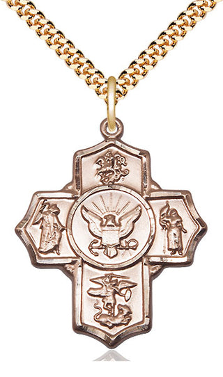 14kt Gold Filled 5-Way Navy Medal Catholic Jewelry Engraved Catholic Saint Jewelry