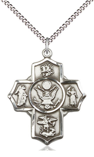 Pewter 5-Way Army Medal Catholic Jewelry Engraved Catholic Saint Jewelry