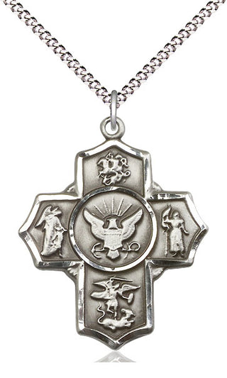 Pewter 5-Way Navy Medal Catholic Jewelry Engraved Catholic Saint Jewelry