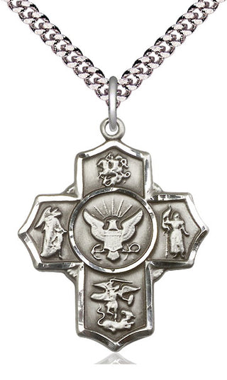 Pewter 5-Way Navy Medal Catholic Jewelry Engraved Catholic Saint Jewelry