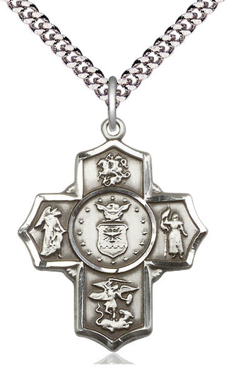 Sterling Silver 5-Way Air Force Medal Catholic Jewelry Engraved Catholic Saint Jewelry