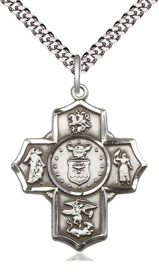 Sterling Silver 5-Way Air Force Medal Catholic Jewelry Engraved Catholic Saint Jewelry