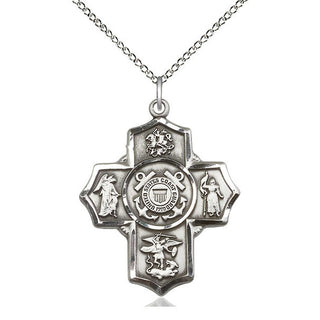 Sterling Silver 5-Way Coast Guard Medal Catholic Jewelry Engraved Catholic Saint Jewelry
