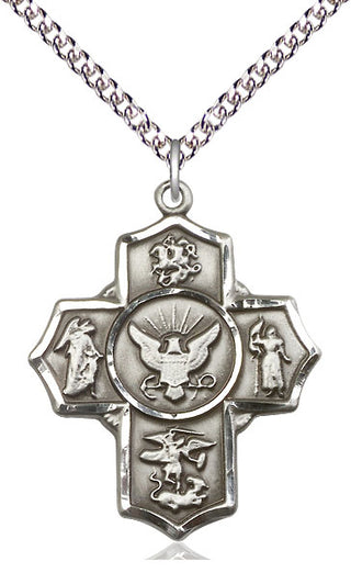 Sterling Silver 5-Way Navy Medal Catholic Jewelry Engraved Catholic Saint Jewelry