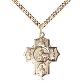 14kt Gold Filled 5-Way Special Needs Medal Religious Jewelry