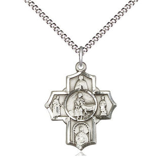 Sterling Silver 5-Way Special Needs Medal Religious Jewelry