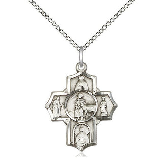 Sterling Silver 5-Way Special Needs Medal Religious Jewelry