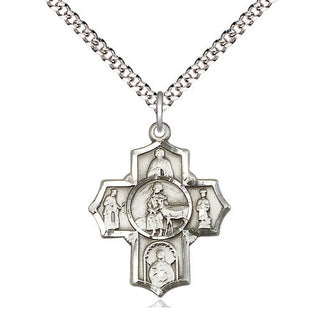Sterling Silver 5-Way Special Needs Medal Religious Jewelry