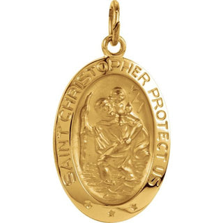 14K Yellow 19x14 mm Oval Saint Christopher Medal