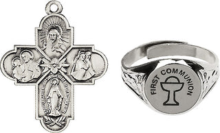 Antique Silver 4-Way Communion Ring Set