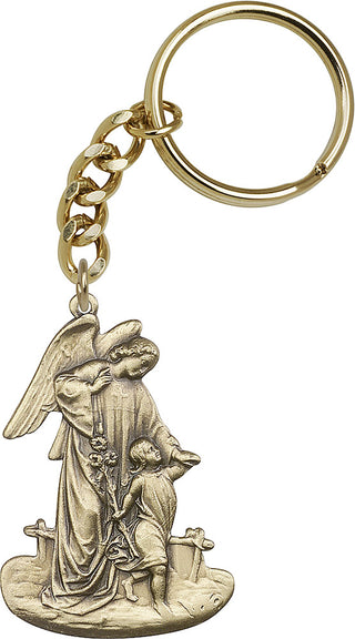 Gold Oxide Guardian Angel Keychain